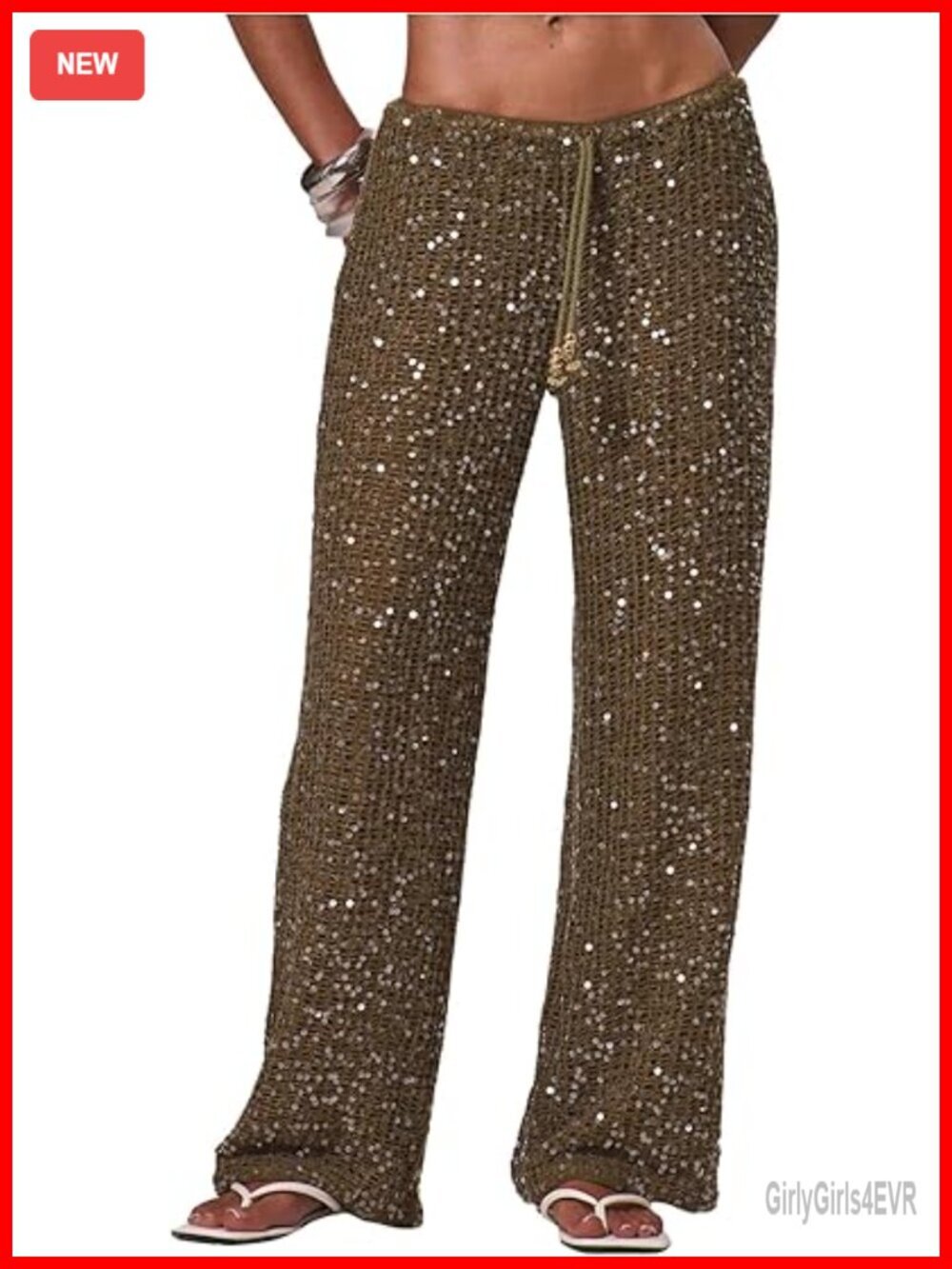 Sequin Crochet Cover Up Pants Hollow Out Beach Swimwear